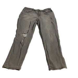 Inc international concepts Jeans Grey Denim Mid Rise Straight Sz 16 Destructed